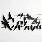DEKADRON Metal Duvar Sanatı Metal Kuş Sürüleri Duvar Sanatı 3D Duvar Silueti Metal Duvar Dekoru Ev Dekorasyonu Oturma Odası Dekoru Metal Tabela Duvar Askıları (47 inç G x 22 inç Y / 119 x 56 cm)