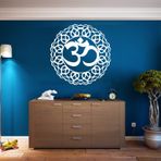 DEKADRON Metal Duvar Sanatı, Metal Om Dekoru, Yoga Hediyeleri, Aum Sembolü, OM Duvar Sanatı, Yoga Stüdyosu Dekoru, Yoga Duvar Dekoru, Metal Mandala Duvar Sanatı (Beyaz, 24" G x 24" Y / 60x60 cm)