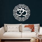 DEKADRON Metal Duvar Sanatı, Metal Om Dekoru, Yoga Hediyeleri, Aum Sembolü, OM Duvar Sanatı, Yoga Stüdyosu Dekoru, Yoga Duvar Dekoru, Metal Mandala Duvar Sanatı (Beyaz, 28" G x 28" Y / 71x71 cm)
