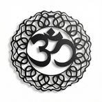 DEKADRON Metal Duvar Sanatı, Metal Om Dekoru, Yoga Hediyeleri, Aum Sembolü, OM Duvar Sanatı, Yoga Stüdyosu Dekoru, Yoga Duvar Dekoru, Metal Mandala Duvar Sanatı (Siyah, 35" G x 35" Y / 90x90 cm)