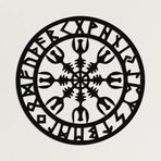 DEKADRON Metal Duvar Sanatı, Metal Viking Dekoru, İskandinav Mitolojisi Vegvisir Runler ve Semboller, Metal Duvar Dekoru, Ev Dekoru, İç Dekorasyon (18" G x 18" Y / 45x45 cm)