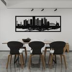 DEKADRON Metal Duvar Sanatı, Tel Aviv Skyline Şehir Silueti, Metal Duvar Dekoru, Ev Ofis Dekoru, Oturma Odası Dekorasyonu, Yeni Eve Taşınma Hediyesi (40" G x 20" Y / 100x50 cm)
