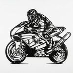 DEKADRON Metal Motosiklet Duvar Sanatı, Motosiklet Sürücüsü Hediyesi, Motor Döngüsü Severler için Hediye, Metal Duvar Sanatı, Ev Ofis Dekorasyonu (40" G x 33" Y / 100x83 cm)