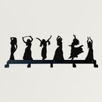 DEKADRON Oryantal Dans Metal Portmanto, Duvara Monte Portmanto, Metal Duvar Askısı, Duvara Monte Askı, Ev Dekorasyonu, Şapka Askısı, Anahtarlık, Giriş Yolu Palto Kancaları, Metal Raf (80x35cm