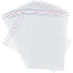 Dekals 100 Adet 12x25 cm Şeffaf Bantlı Yapışkanlı Opp Poşetler Su Geçirmez ve Toz Geçirmez
