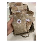Dekals 50 Adet 11x20 Kar Desenli Minik Boy Hediye Paketi Yılbaşı Noel Temalı Hediye Ambalaj Kese Kağıdı
