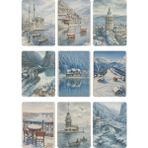 Dekals 9 Adet Simli Kartpostal Seti Yılbaşı Yeniyıl Nostalji Anadoludan Manzaralar Model -8