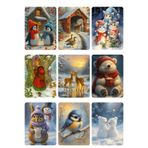 Dekals 9lu Simli Yılbaşı Kartı Kartpostal Hediyelik Nostaljik Etiket Sevimli Penguenler Model-5
