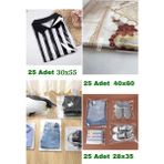 Dekals Karışık Çeyiz Poşeti Bantlı Şeffaf Jelatin Poşet Ambalaj Paketi 75 Adet 28X35, 30X55, 40X60 Ölçülerinde