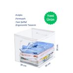 Dekals PVC Küp Çanta Oyuncak Giysi Saklama Kutusu Şeffaf Düzenleyici Hurç Organizer 30x30x30-1 Adet