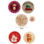 Dekals Yılbaşı Etiketi Yapışkanlı Sticker Hediye Poşeti Etiket Küçük Boy-4 cm 20Adet
