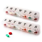 Deke Home 2'li Paket - Hap Düzenleyici Kutu Kutusu, 7 Günlük Konteyner Bölmesi, Haftalık Doz Kutuları, İlaç Tutucu, İlaç, Vitamin, Takviye için İdeal, Seyahat için Mükemmel, Çanta BS0090J için İdeal