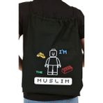 Dekim Moda Ben Müslümanım Baskılı Siyah Ham Bez Sırt Çantası - 00-Siyah - 35*40