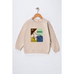 Dekim Moda Kız Çocuk " At Binmek Sünnettir" Baskılı Pamuklu Sweat - 002-Bej - 7 - 8 Yaş