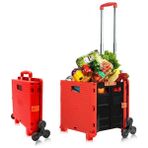 Deko 6 Tekerlekli Merdiven Çıkabilen Katlanır Portatif Koli Yük Paket Taşıma El Pazar Arabası 100KG