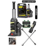 Deko Turkey 2 Ton Kapasiteli Şişe Tip Araç Krikosu + 4'lü Bijon Set Full Oto Garaj Seti + El Feneri Hediyeli