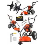 Deko Turkey 2'li Set Çapalama Makinesi + Arabalı Tekerlekli Tırpan Ot Biçme Çapalama Belleme Makinesi