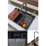 DEKO TURKEY Mia 304 Paslanmaz Çelik Çok Fonksiyonlu Akıllı Dijital Ekran Mutfak Lavabosu Şelale Evye Full Set