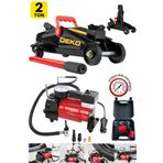 Deko Turkey Ultra Kalınlaştırılmış Şaseli 2 Ton Timsah Arabalı Kriko + 12V Çakmaklı Lastik Şişirme Pompası