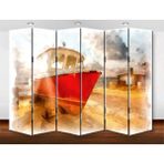 DEKOBUL Balıkçı Teknesi 6 Kanat Tekerlekli Kanvas Paravan - 240 x 180 cm