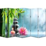 DEKOBUL Bambu 6 Kanat Tekerlekli Kanvas Paravan - 240 x 180 cm
