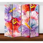 DEKOBUL Buket 4 Kanat Kanvas Tekerlekli Paravan - 160 x 180 cm