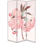 DEKOBUL Çiçek Dalları 3 Kanat Tekerlekli Kanvas Paravan - 120 x 180 cm