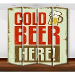 DEKOBUL Cold Beer 4 Kanat Kanvas Tekerlekli Paravan - 160 x 180 cm