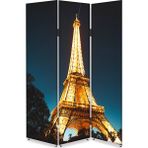 DEKOBUL Işıklı Eyfel 3 Kanat Tekerlekli Kanvas Paravan - 120 x 180 cm