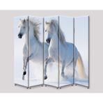 DEKOBUL Kıratlar 5 Kanat Tekerlekli Kanvas Paravan - 200 x 180 cm