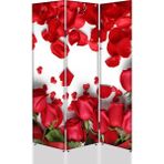 DEKOBUL Kırmızı Gül 3 Kanat Tekerlekli Kanvas Paravan - 120 x 180 cm