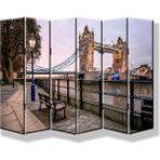 DEKOBUL Londra 6 Kanat Tekerlekli Kanvas Paravan - 240 x 180 cm