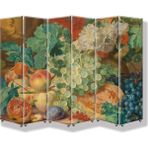 DEKOBUL Meyveler 6 Kanat Tekerlekli Kanvas Paravan - 240 x 180 cm