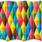 DEKOBUL Motif 5 Kanat Tekerlekli Kanvas Paravan - 200 x 180 cm