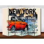 DEKOBUL Newyork Car 6 Kanat Tekerlekli Kanvas Paravan - 240 x 180 cm