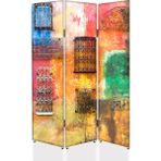 DEKOBUL Pencereler 3 Kanat Tekerlekli Kanvas Paravan - 120 x 180 cm