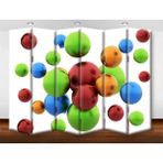 DEKOBUL Renkli Toplar 6 Kanat Tekerlekli Kanvas Paravan - 240 x 180 cm