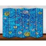 DEKOBUL Rüzgar Çiçeği 6 Kanat Tekerlekli Kanvas Paravan - 240 x 180 cm