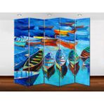 DEKOBUL Sandallar 5 Kanat Kanvas Tekerlekli Paravan - 200 x 180 cm