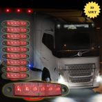 Dekohop LED Sinyal Lambası Parmak LED 12V-24V 6 Ledli Su Geçirmez Etek Lamba Dorse Kamyon Için 10 cm 10 Adet - Kırmızı - RENK