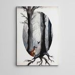 Dekolata Ağaçlar Tilki ve Kuş Mini 70x100 cm Kanvas Tablo