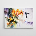 Dekolata Arı Kuşu ve Çiçekler 35x50 cm Kanvas Tablo