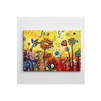 Dekolata Arı Kuşu ve Çiçekler Modern Sanat 30x40 cm Kanvas Tablo