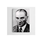 Dekolata Atatürk Portre Siyah Beyaz 20x30 cm Kanvas Tablo