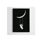 Dekolata Ay Salıncak ve Astronot Modern Sanat 30x40 cm Kanvas Tablo