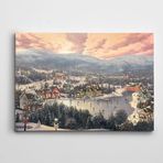 Dekolata Çam Ağaçları Evler Karlı Yollar Kanvas Tablo 85 x 120 CM
