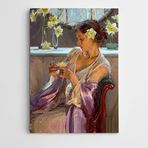 Dekolata Çiçek Ve Kadın 85x120 cm Kanvas Tablo