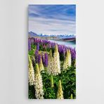 Dekolata Çiçekler Üzerinden Göle Bakış Panoramik Kanvas Tablo 30 X 60 Cm