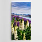 Dekolata Çiçekler Üzerinden Göle Bakış Panoramik Kanvas Tablo 40 x 80 CM