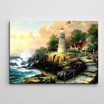 Dekolata Deniz Feneri ve Okyanus 140x200 cm Kanvas Tablo